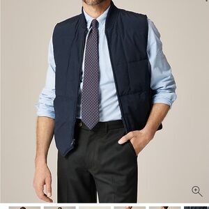 NWT Men’s J Crew box quilt insulated Primaloft blue navy vest size Large